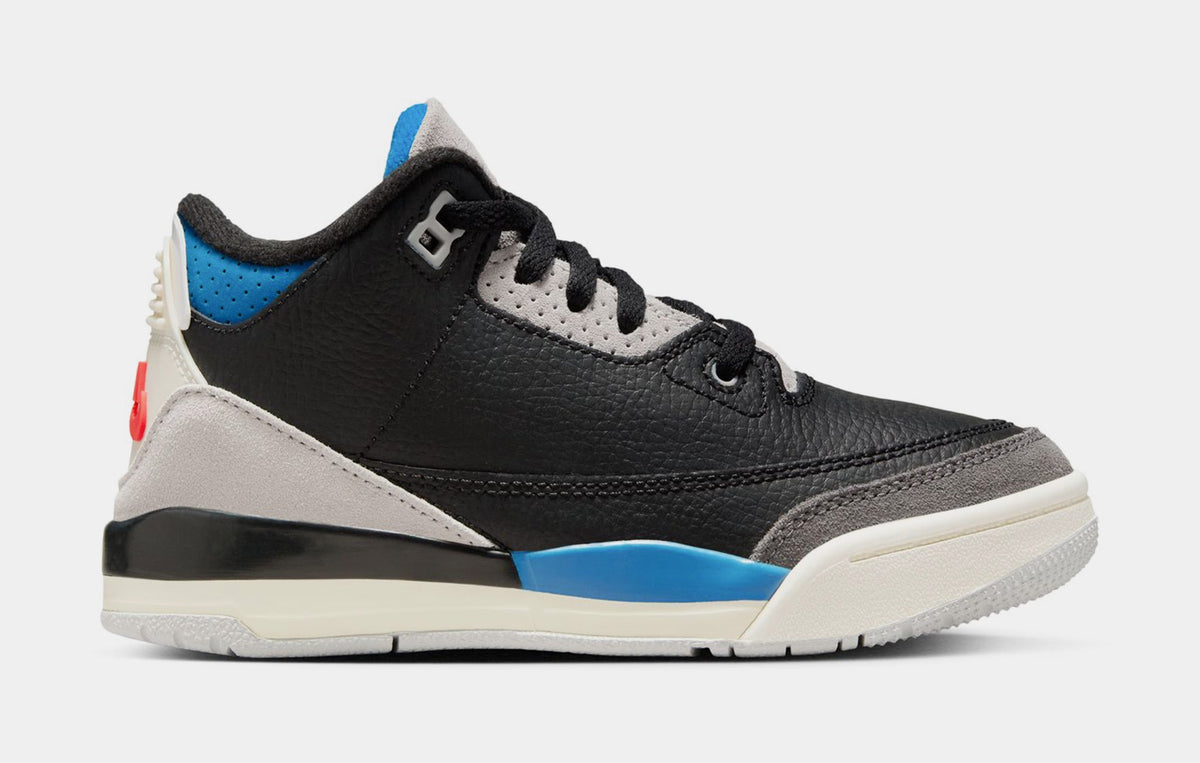 Air Jordan 3 Retro OG Rare Air Preschool Lifestyle Shoes (Black/Chile Red/Neutral Grey/Military Blue/Coconut Milk) Free Shipping