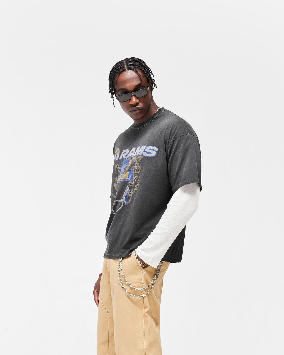 Los Angeles Rams x Represent T-Shirt - Stained Black