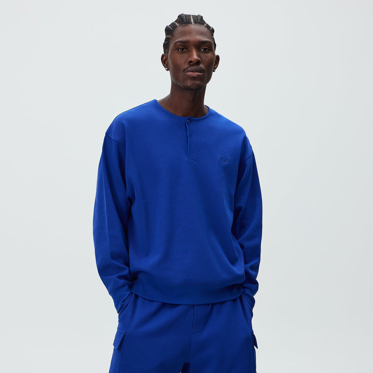 Kith Micro Waffle Long Sleeve Colby Pullover - Current