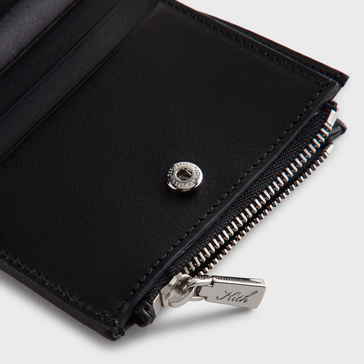 Kith Monogram Leather Snap Wallet - Black