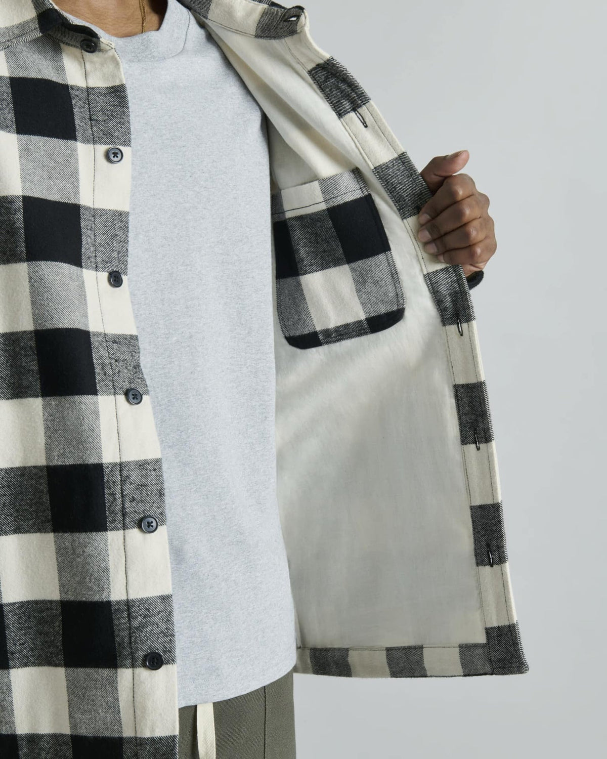 Lumber Plaid College White Shirt Jacket