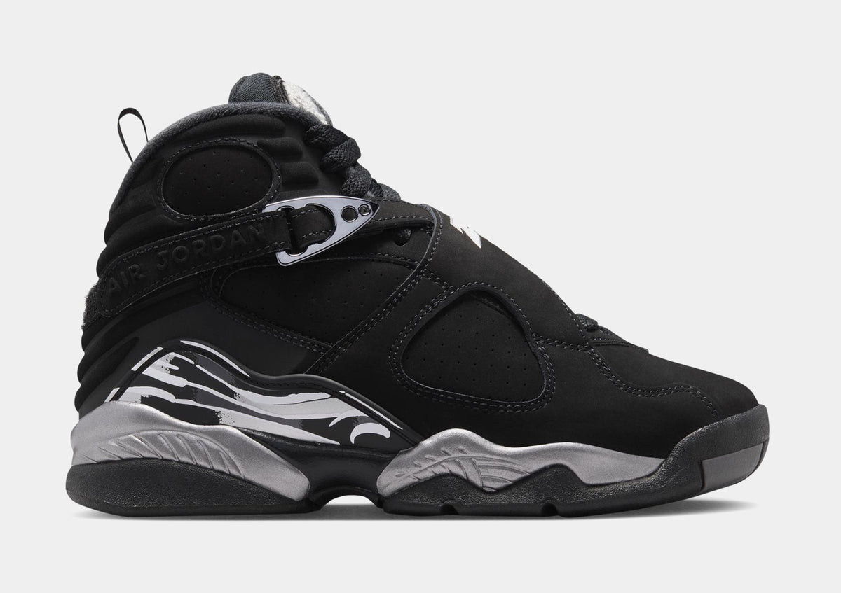 Air Jordan 8 Retro Chrome Black And Light Graphite Grade School Lifestyle Shoes (Black/White/Light Graphite) Free Shipping