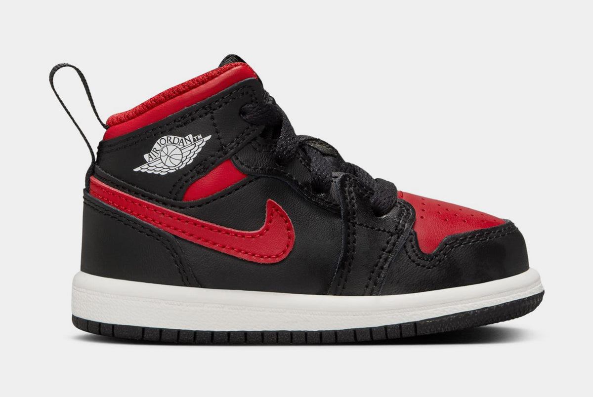 Air Jordan 1 Mid Toddler Basketball Shoes (Black/Varisty Red/Summit White)