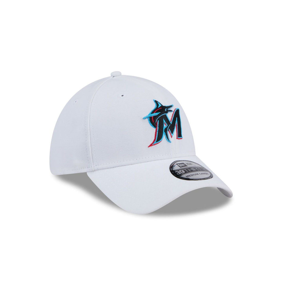 Miami Marlins Optic White 39THIRTY Stretch Fit Hat
