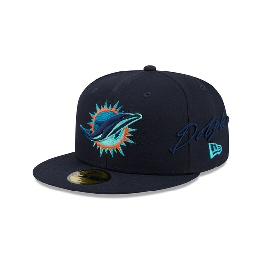 Miami Dolphins Black On Black 59FIFTY Fitted Hat