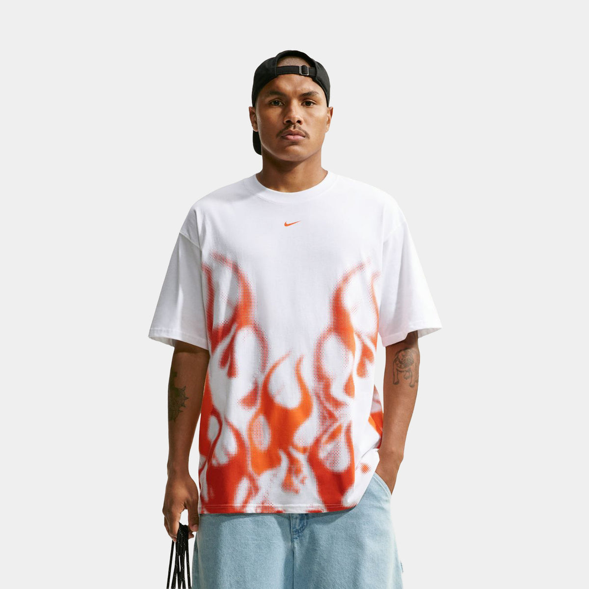 Sportswear Max 90 Flame Mens Short Sleeve Shirt (White)