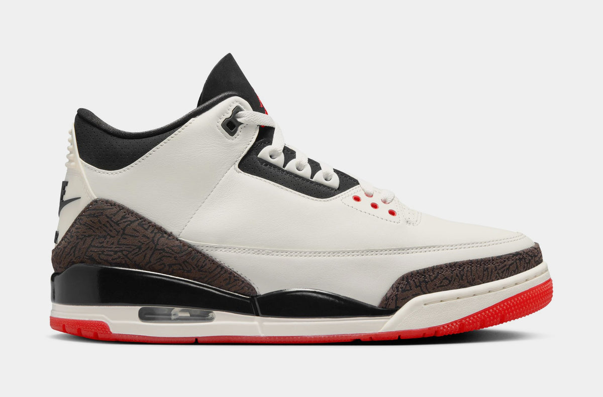 Air Jordan 3 Retro Sail and University Red Mens Lifestyle Shoes (Sail/Black/University Red/Pale Ivory)