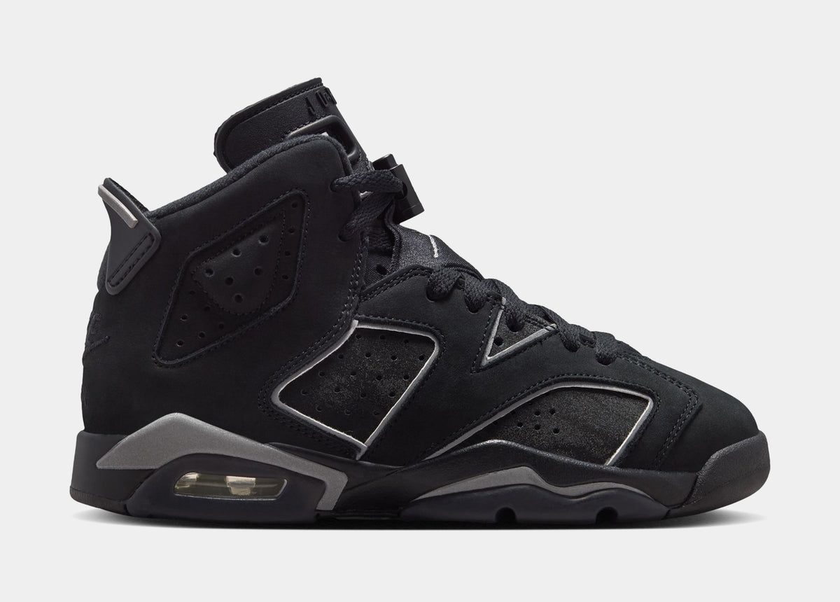Air Jordan 6 Retro Cap And Gown Grade School Lifestyle Shoes (Black/Reflect Silver/Black)