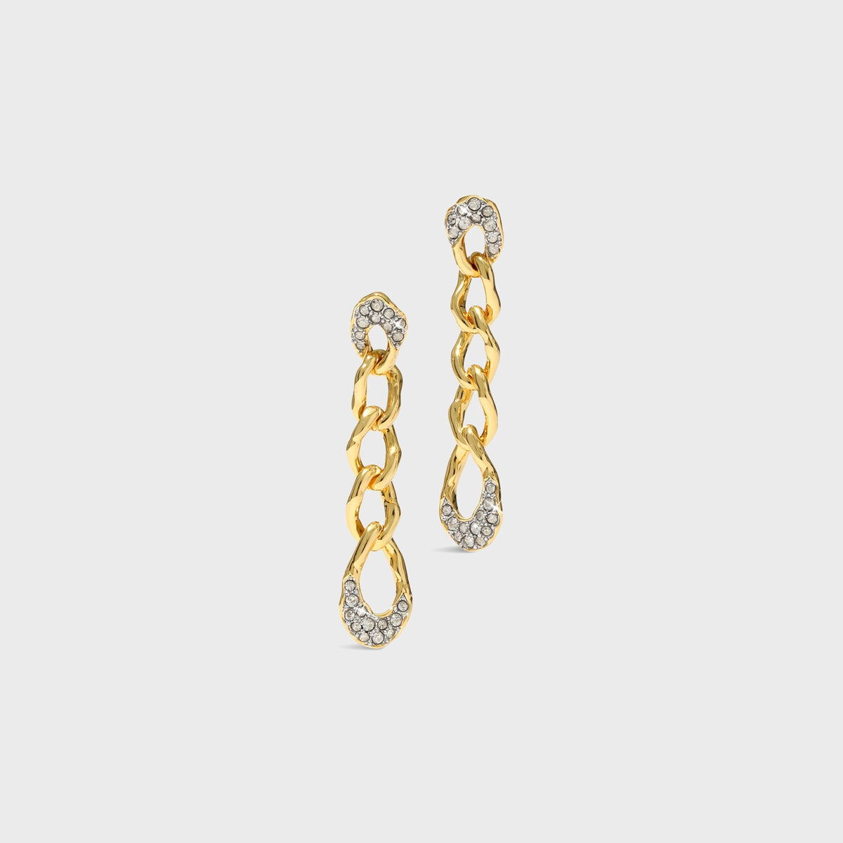 Alexis Bittar Solanales Crystal Chain Link Drop Earrings - Gold