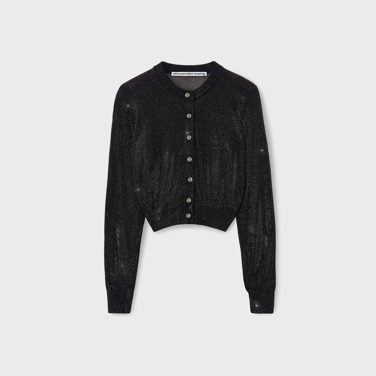 Alexander Wang Crystal Hotfix Cropped Cardigan - Black