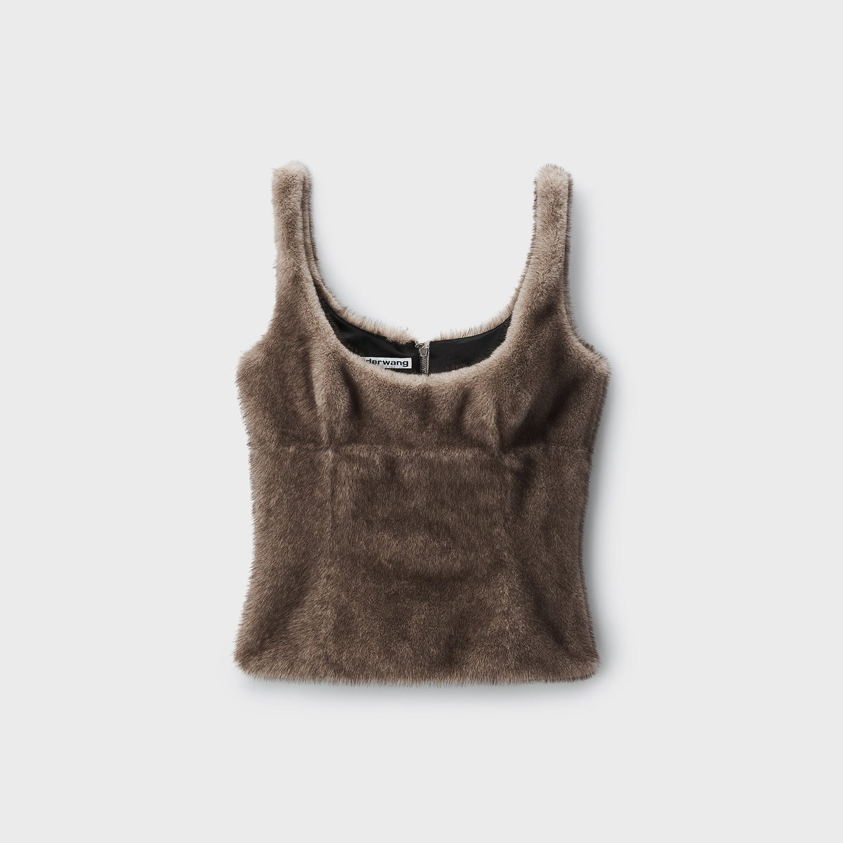 Alexander Wang Faux Fur Fitted Tank Top - Grey