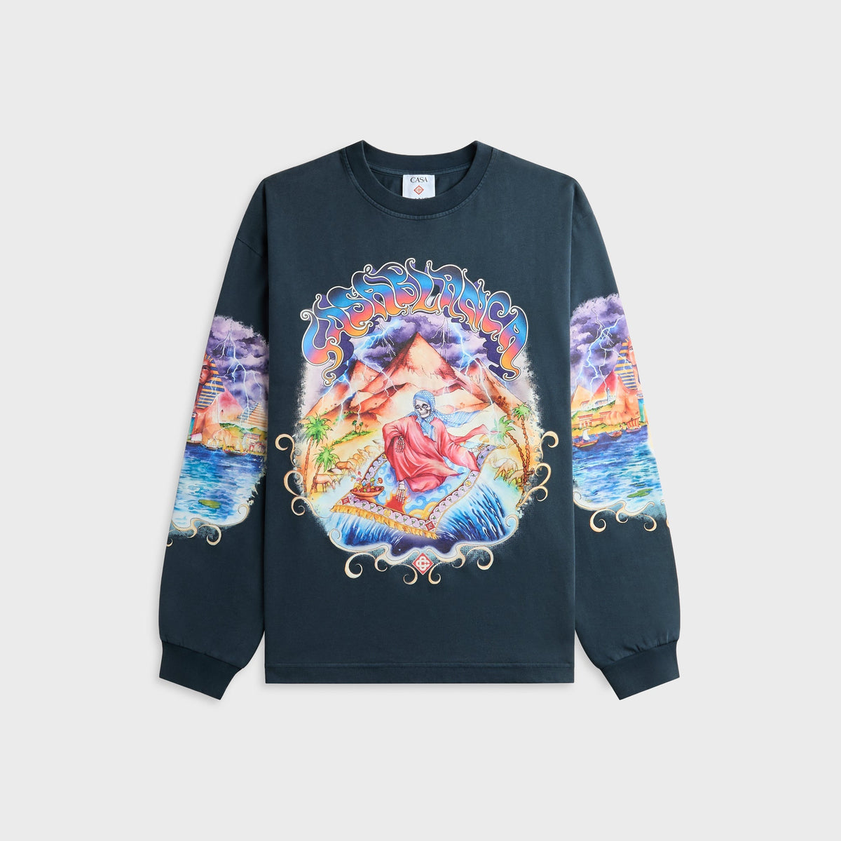 Casablanca Eveil Ancestral Washed Long Sleeve Tee - Washed Ark Navy