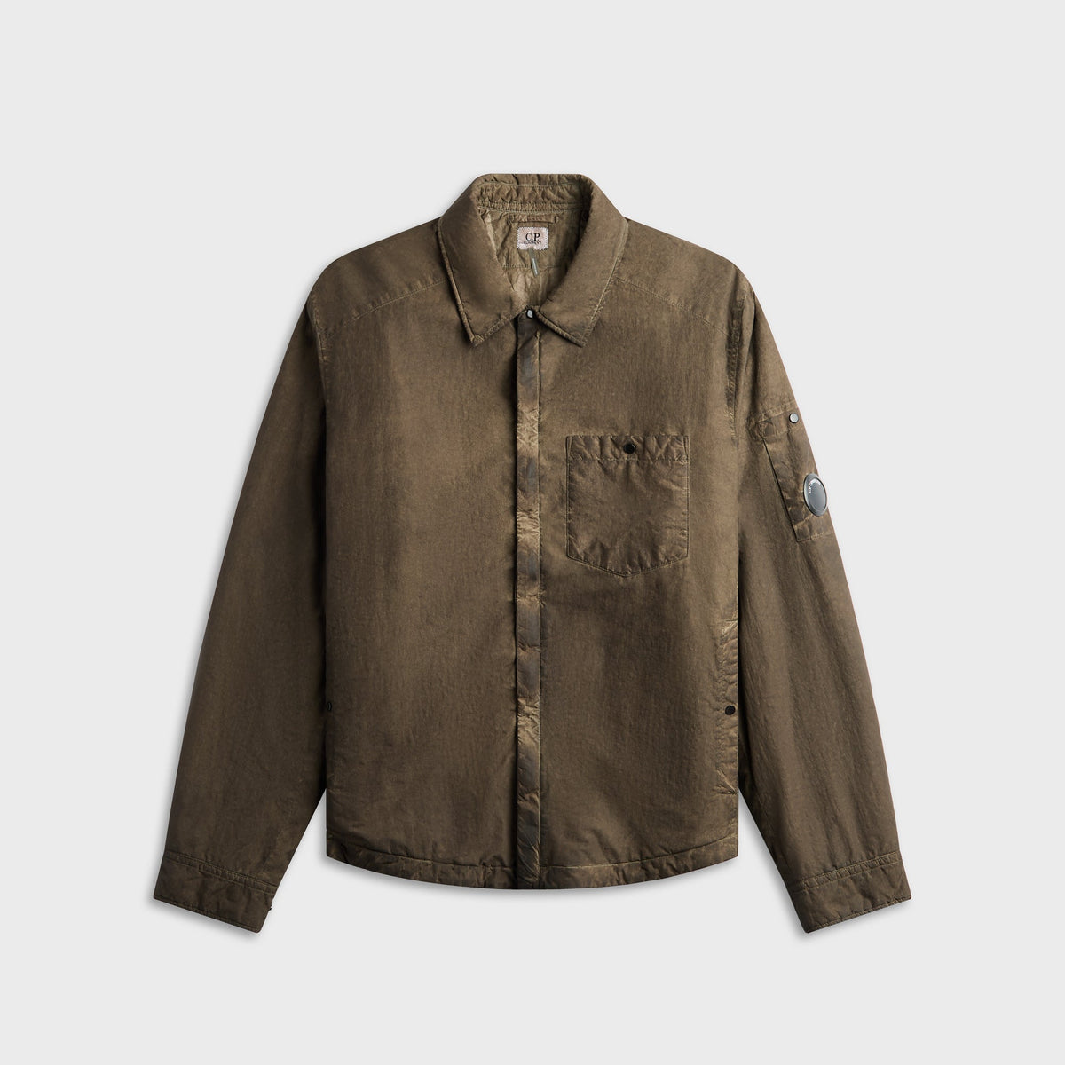 C.P. Company Flatt Nylon Lens Padded Zipped Overshirt - Re-Color Brown