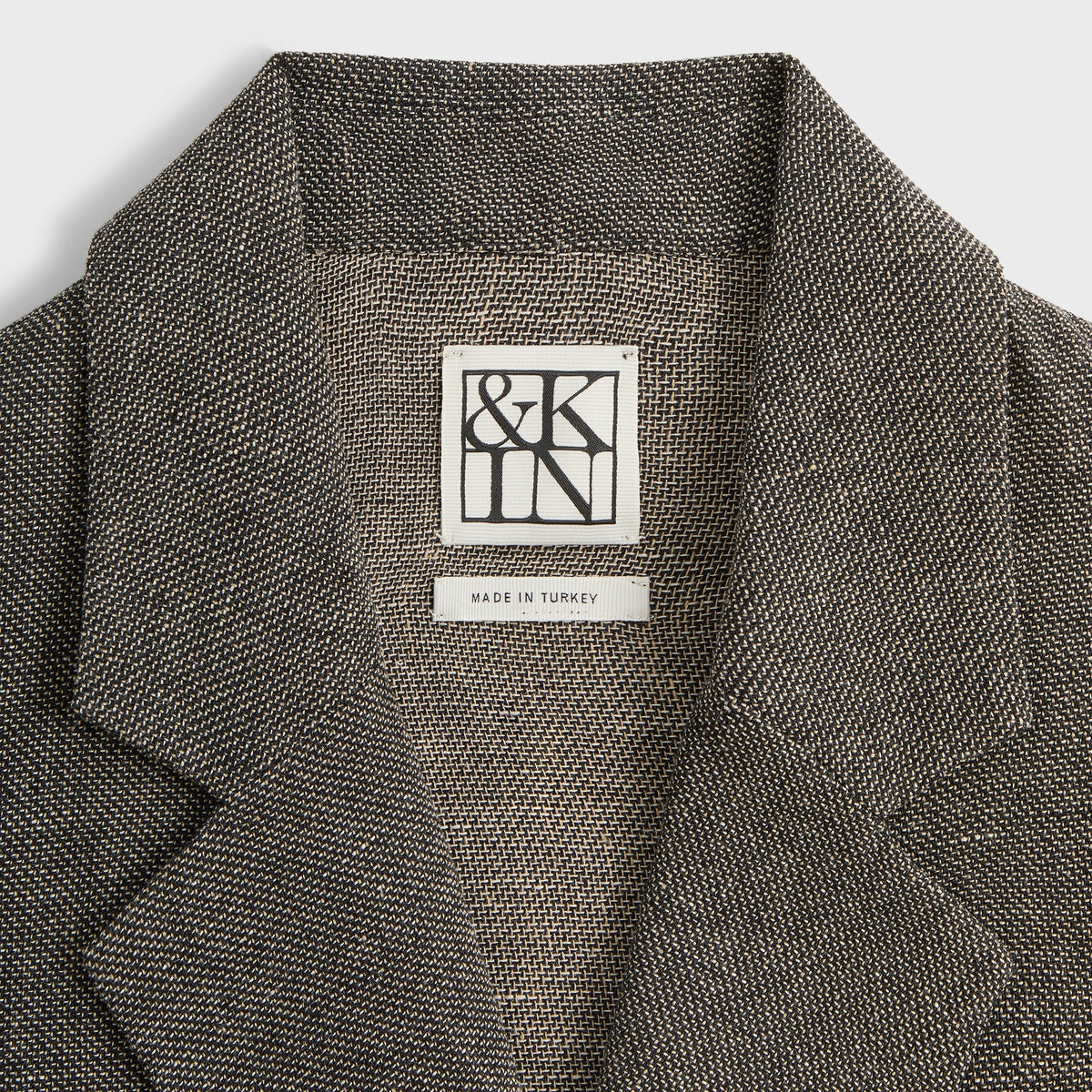 &Kin Textured Linen Ito Blazer - Black Melange