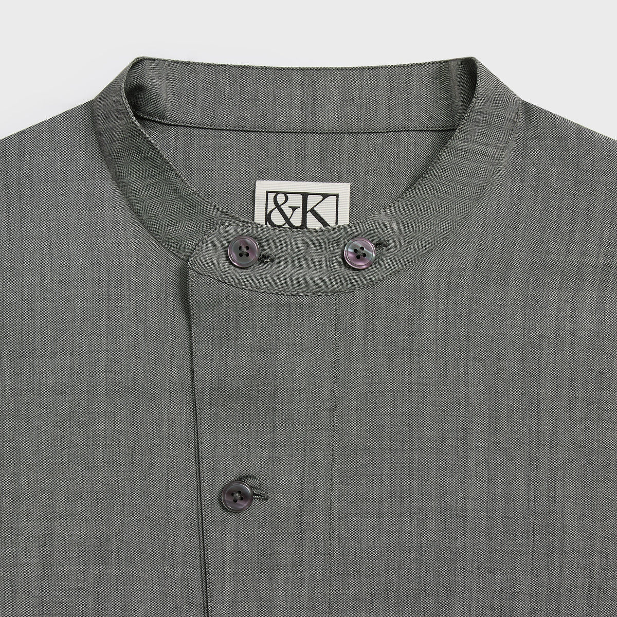&Kin Tropical Wool Leven Shirt - Grey Melange