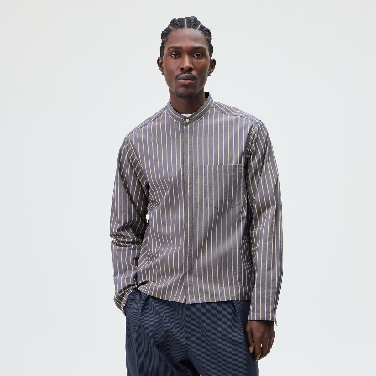 &Kin Striped Poplin Nico Shirt - Chasm