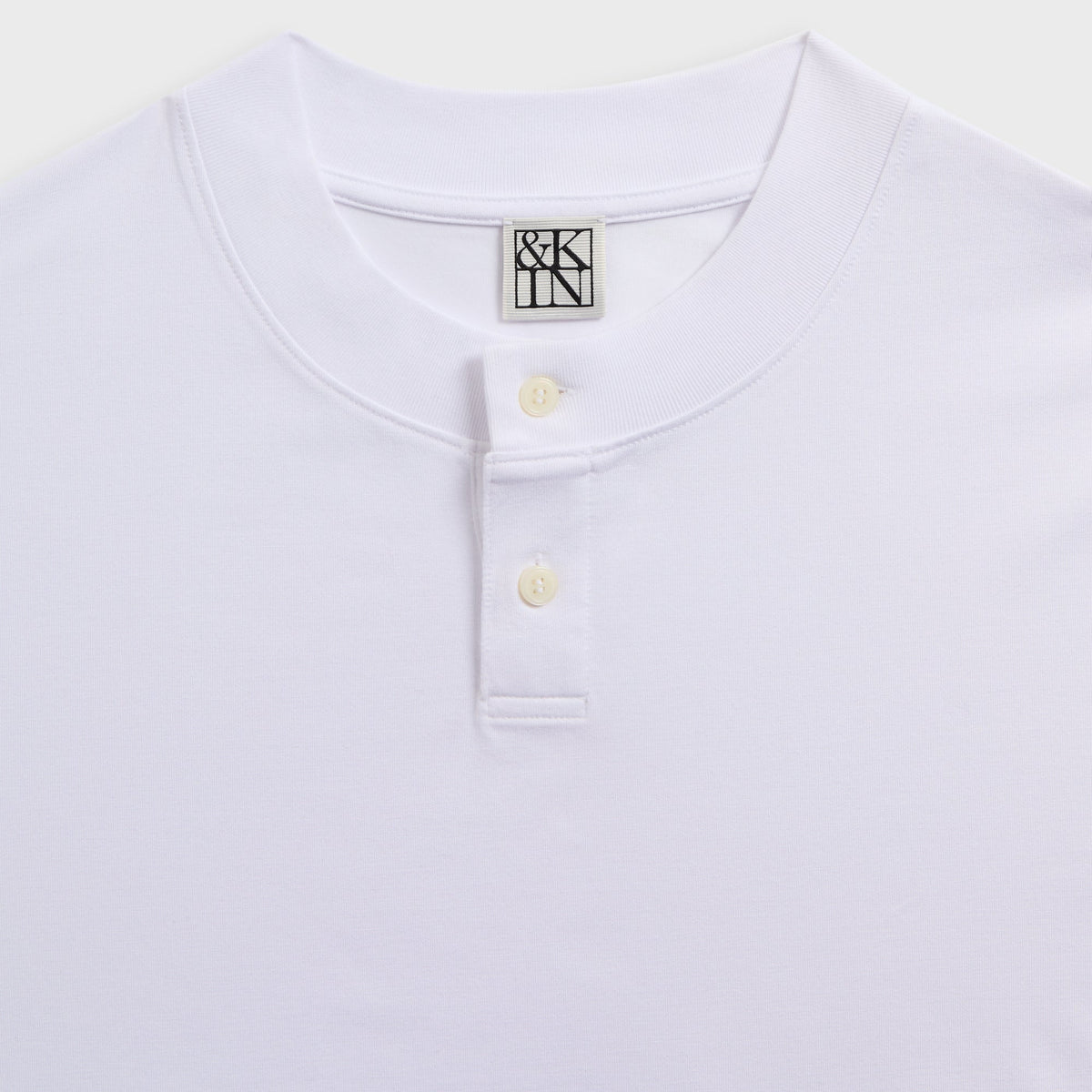 &Kin Albie Henley Tee - White