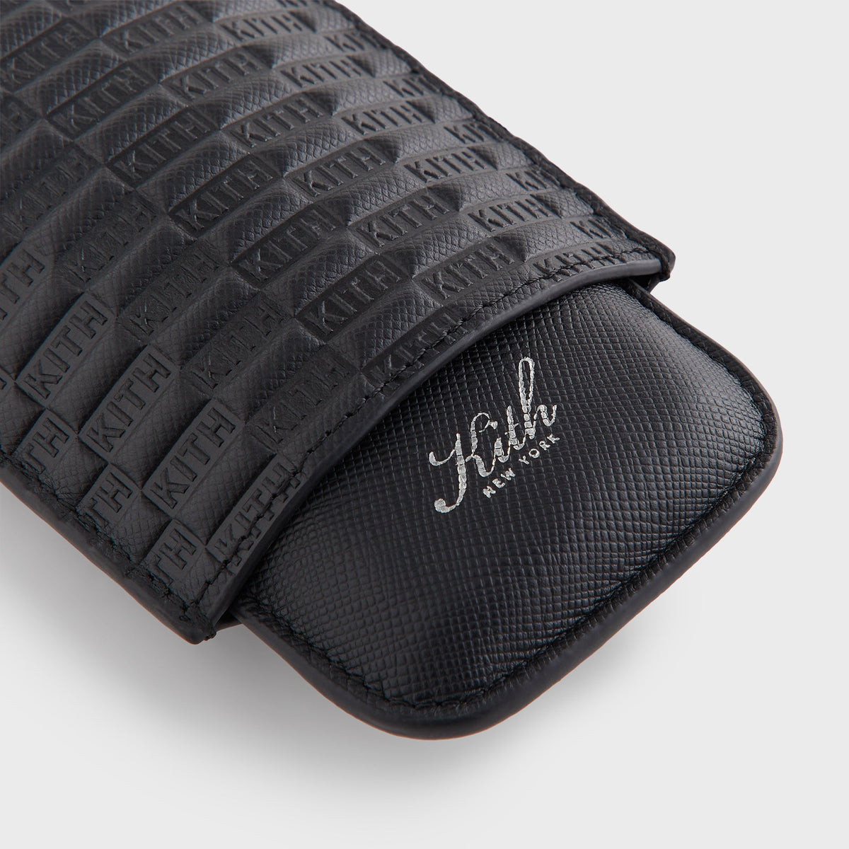 Kith Monogram Saffiano Leather Cigar Case - Black