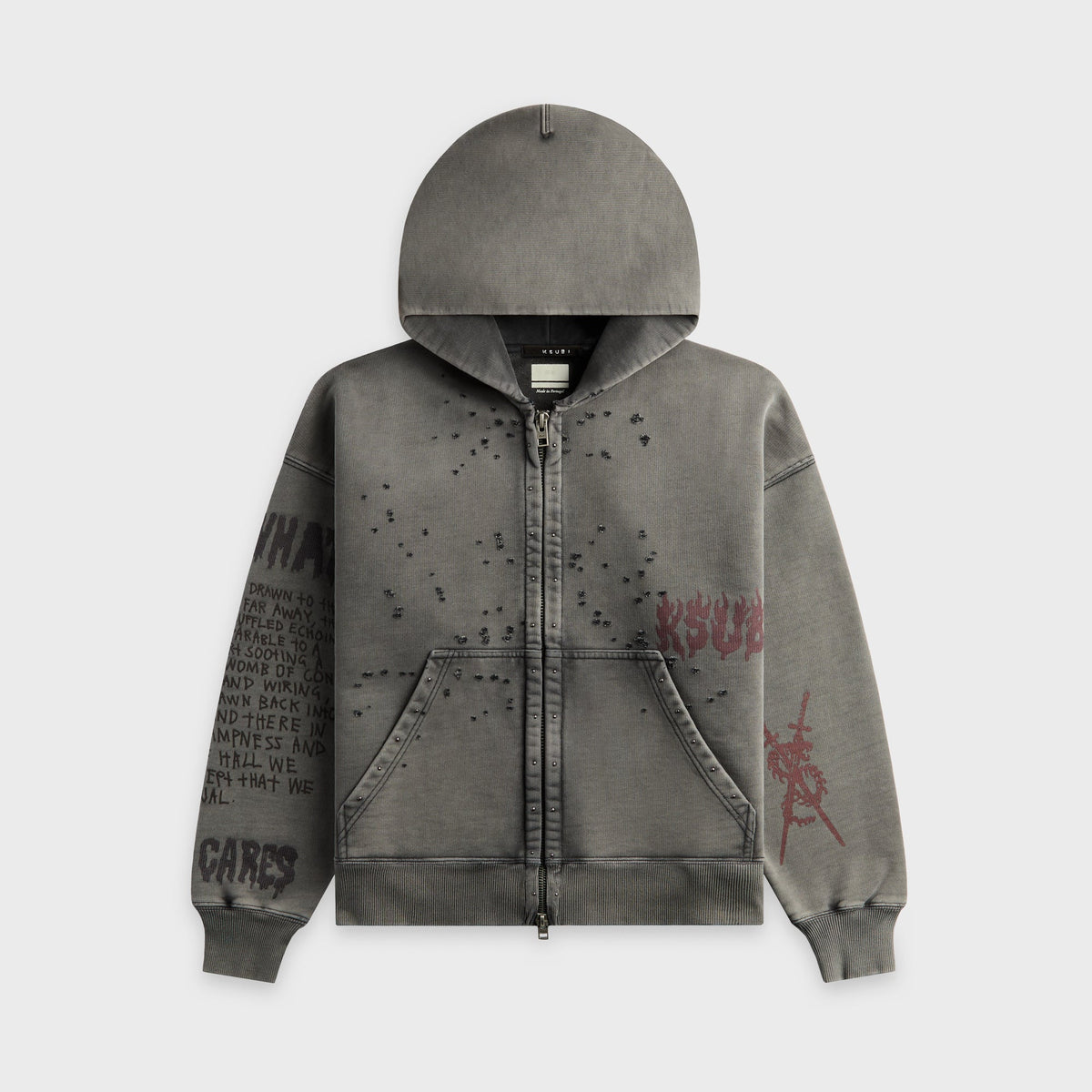 Ksubi Skool Halen Zip Hoodie Charcoal Fade - Charcoal