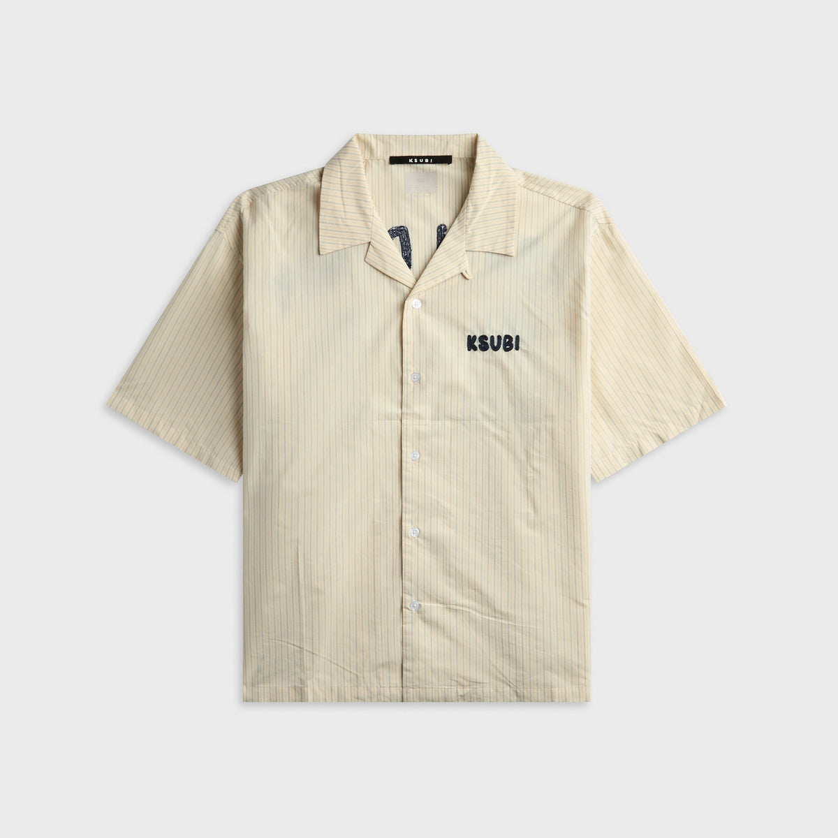 Ksubi Royalty Diner Short Sleeve Krete Stripe Shirt - Grey