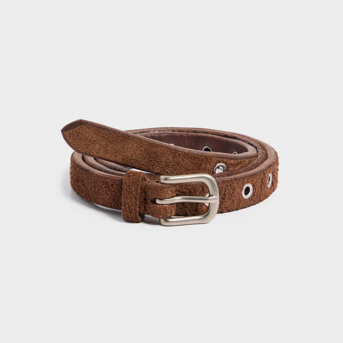 Maximum Henry Suede Eyelet Very Slim Standard Belt - Dark Brown