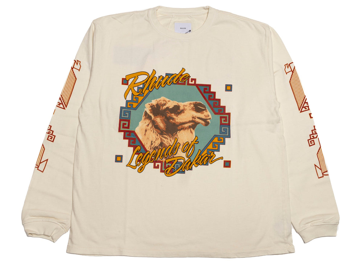 Rhude Legends of Dakar L/S Tee in Vintage White / Multi