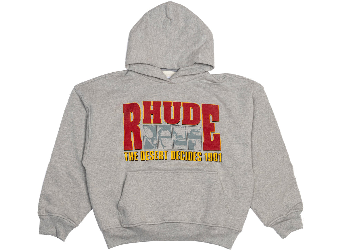 Rhude The Desert Decides Hoodie in Heather Grey / Red / Multi