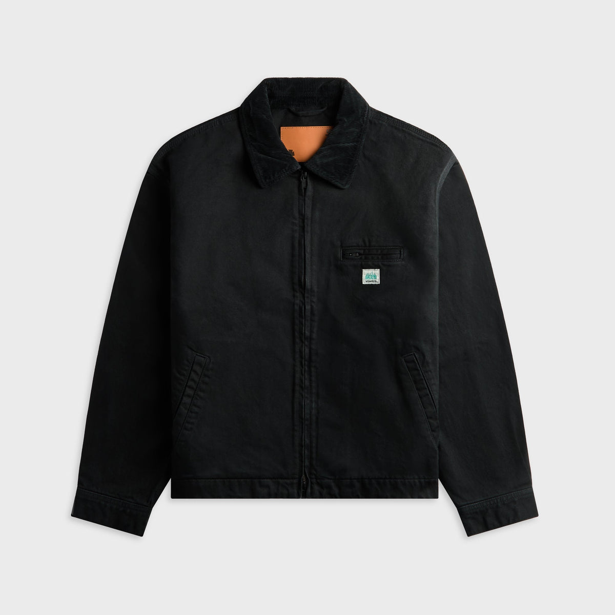 vowels Garment Dyed Zip Up Jacket - Black