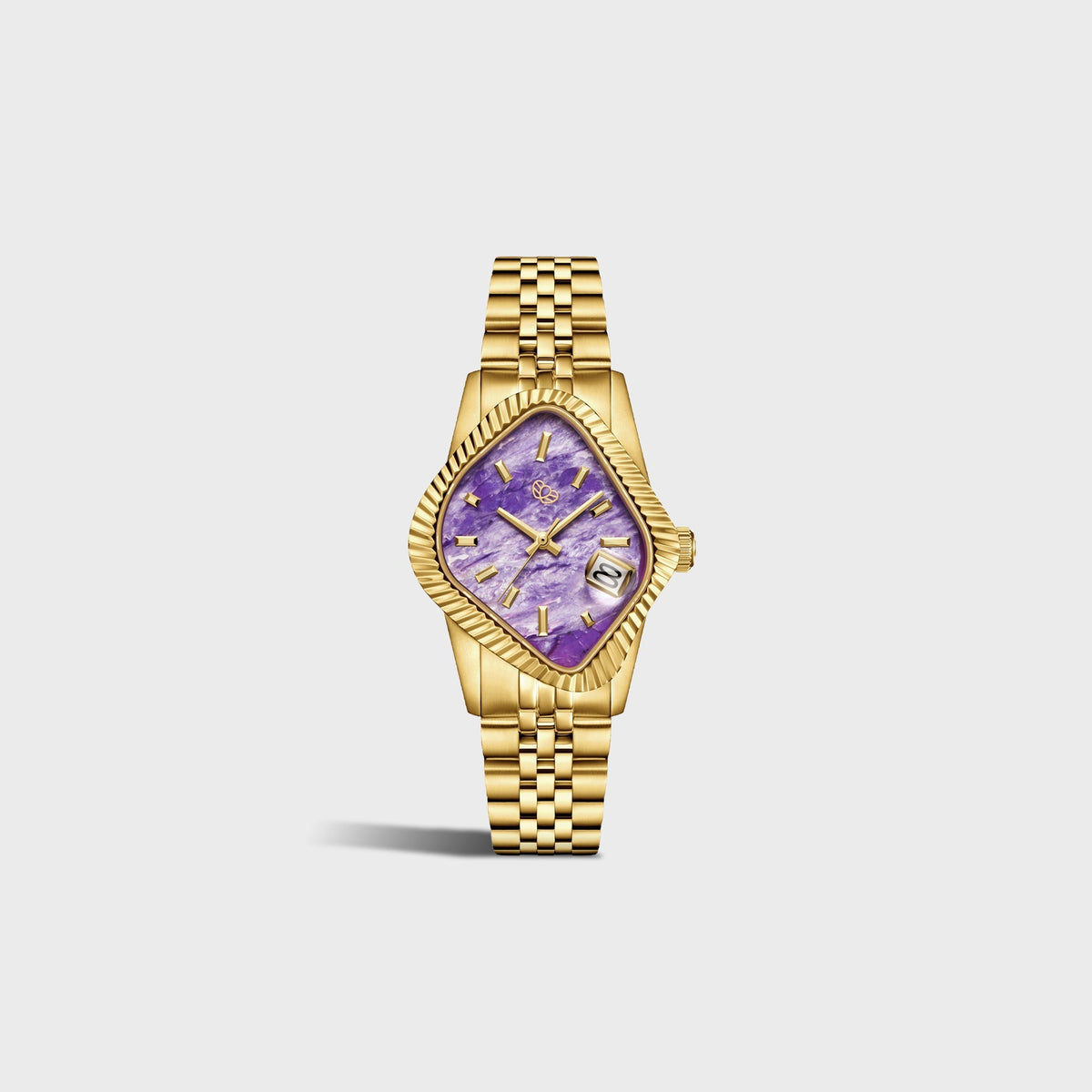 LAARVEE Golden Precision Steel - Fluted Bezel / Charoite Dial