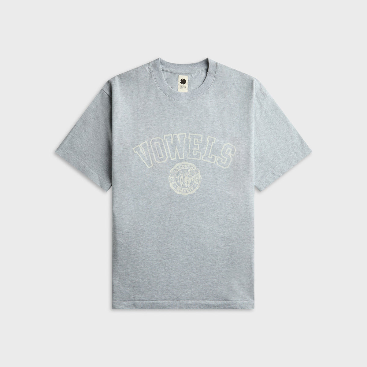 vowels Faded Collegiate Tee - Grey Heather