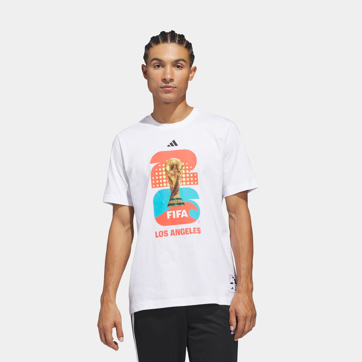 FIFA World Cup '26 Host City Los Angeles Graphic Mens Short Sleeve Shirt (White)