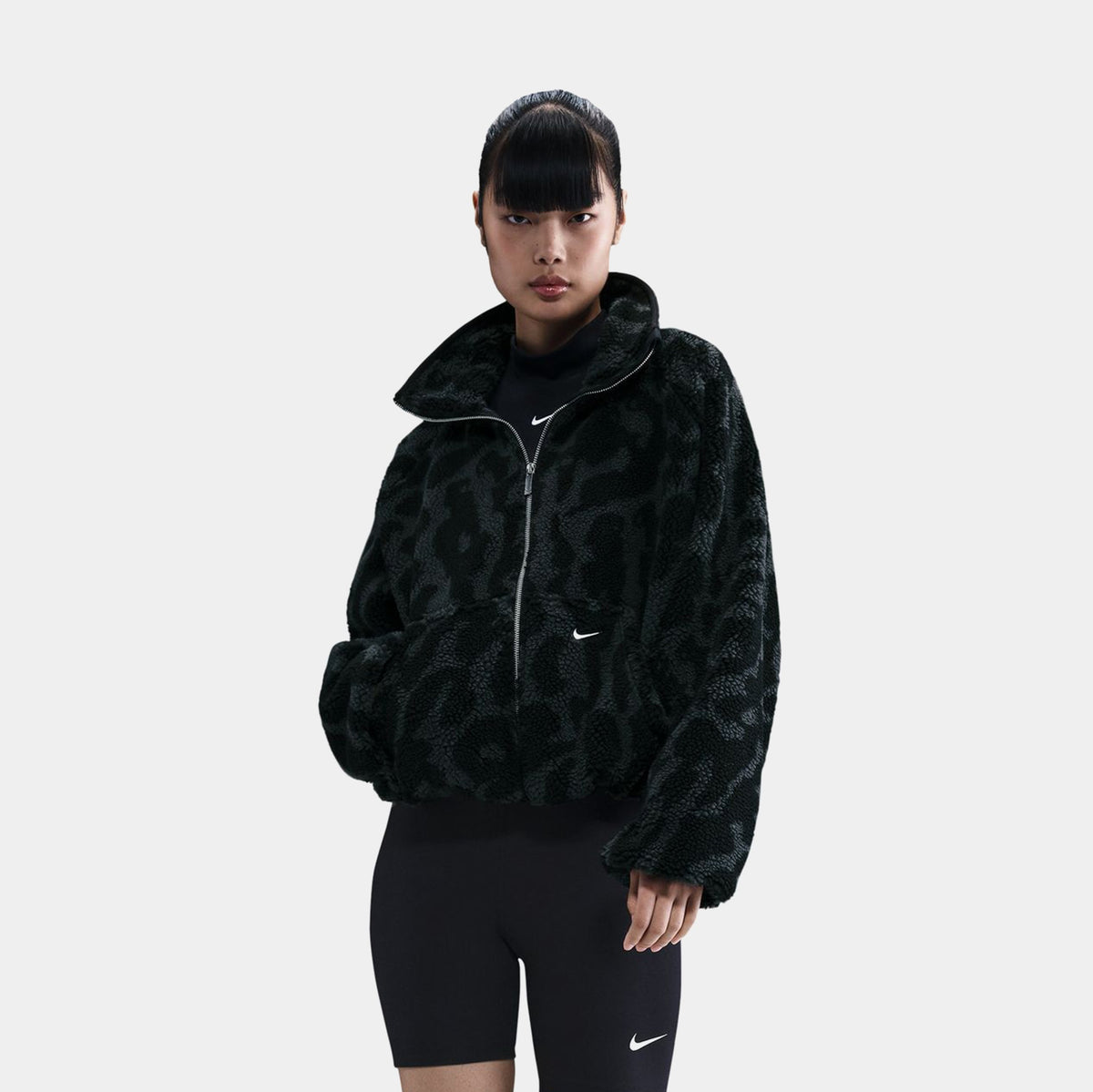 Sportwear High Pile Fleece Womens Jacket (Black/Black/Sail)