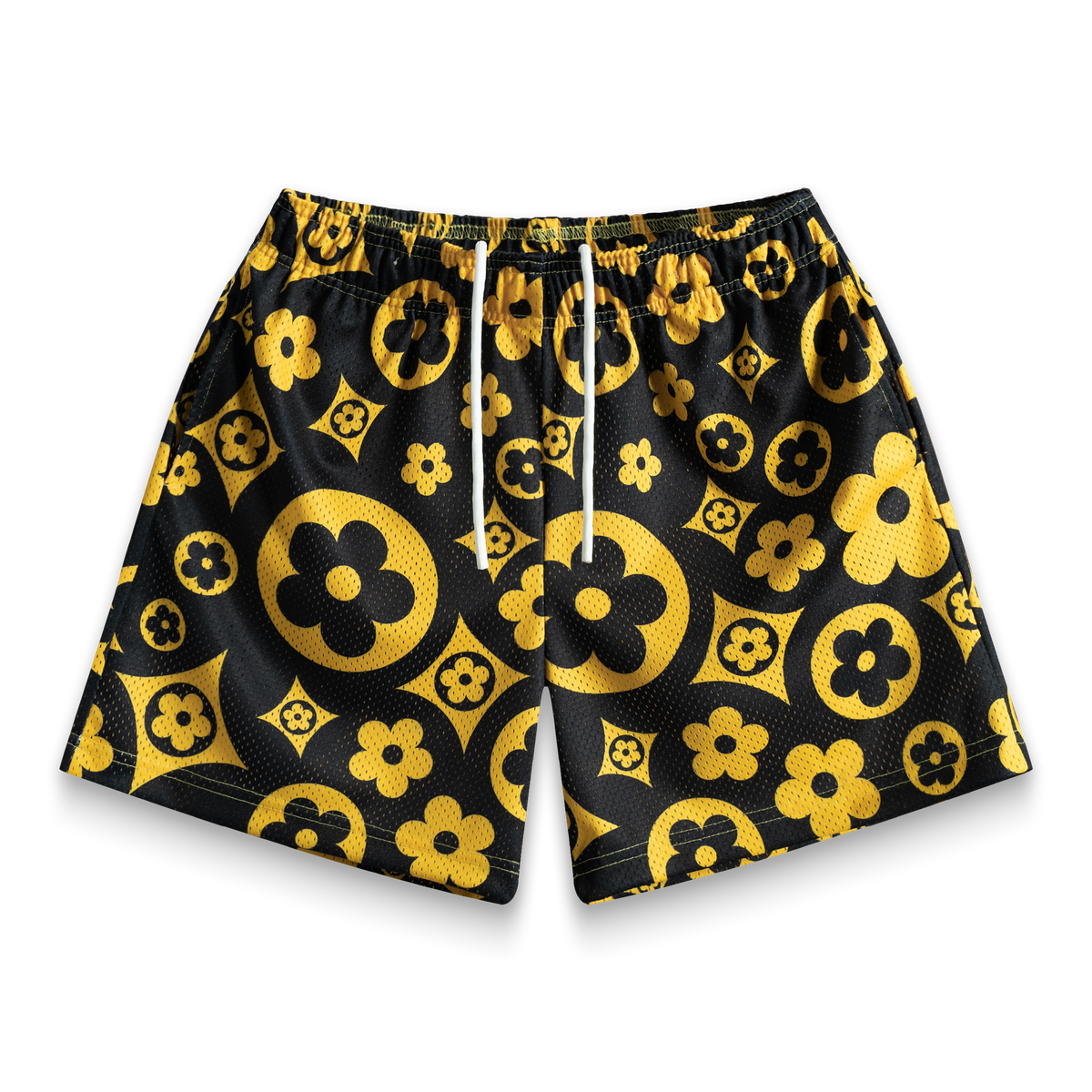 Black+Yellow Flower Shorts