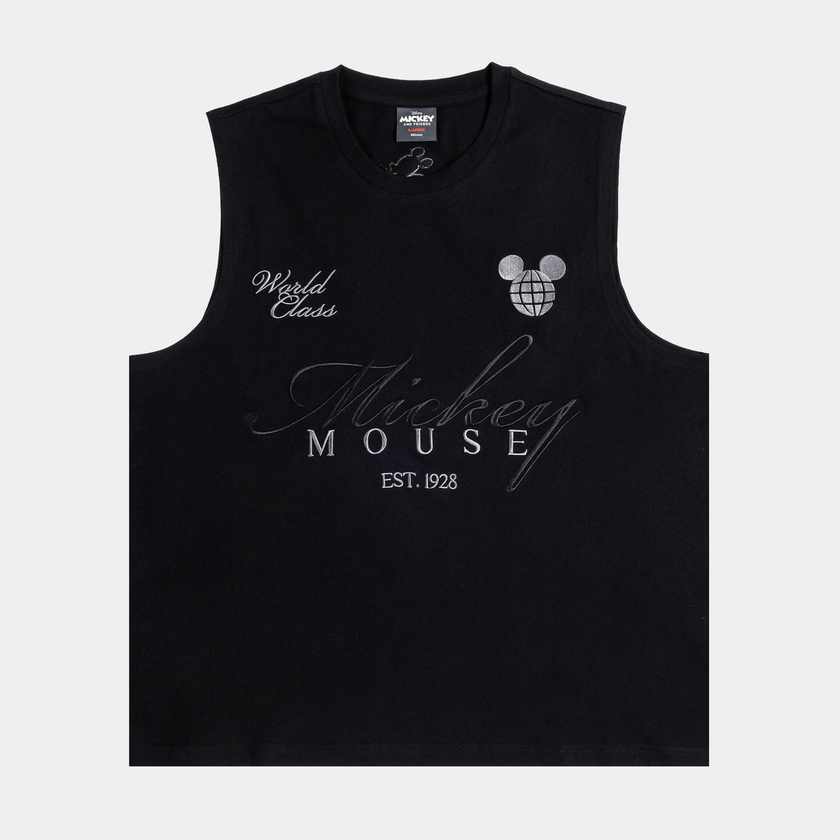 Mickey and Friends Traveler By Shoe Palace Mickey Mouse Cut Off Mens Tank Top (Black/Grey)