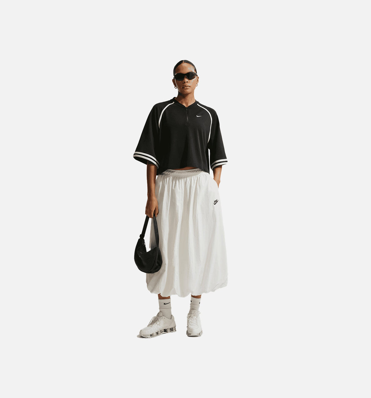 Oversized Drop Shoulder Womens Short Sleeve Shirt  - Black/Black