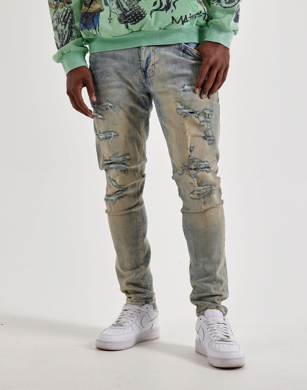 Jordan Craig  Distressed Slim Denim Jeans