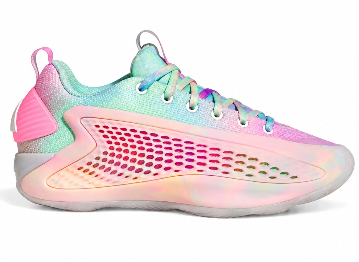Junior Adidas Anthony Edwards 1 Low 3SSB in Cloud White / Acid Orange / Bliss Pink