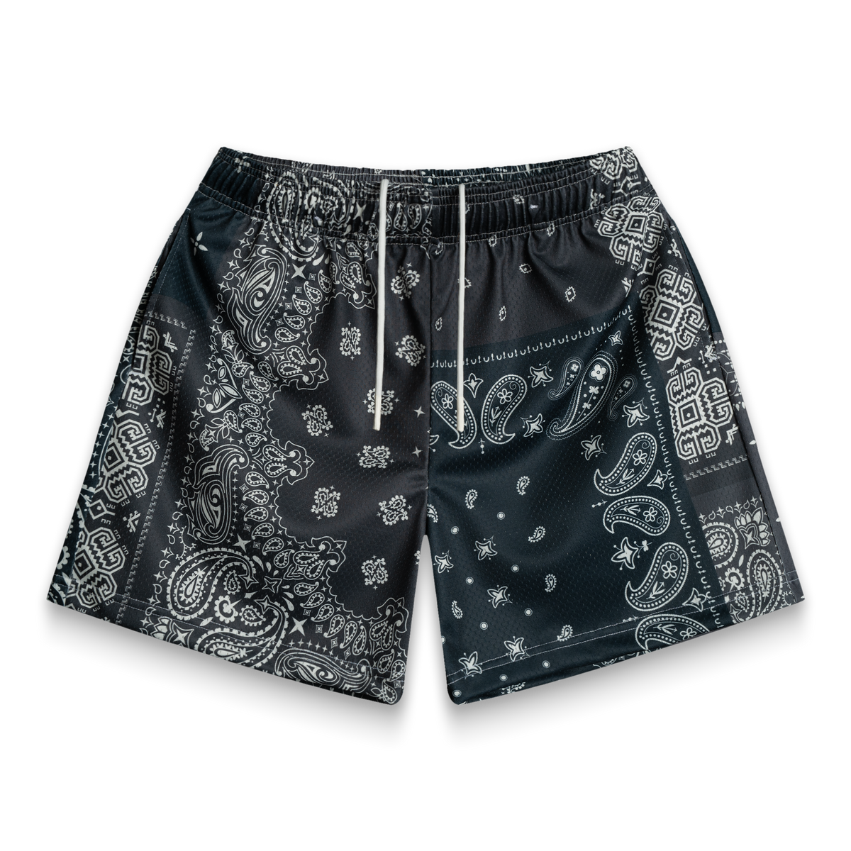 Black Patchwork Paisley Shorts