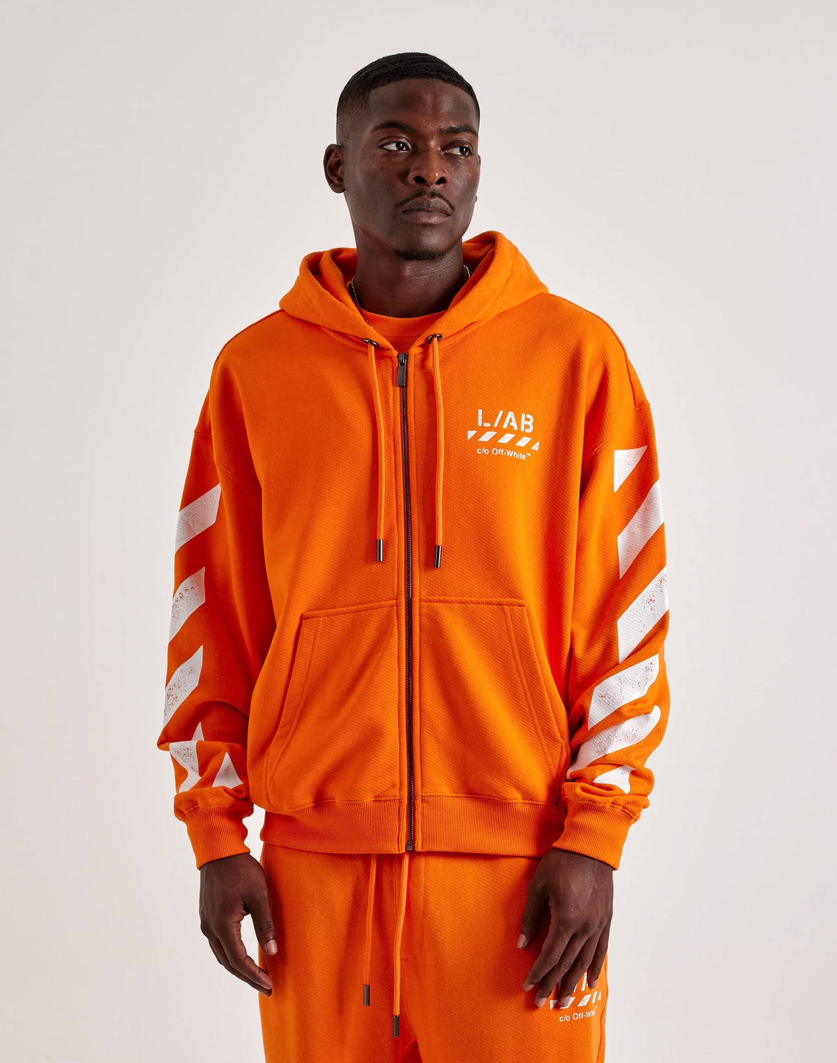 Off-White L/AB Diagonal Full-Zip Fleece Hoodie
