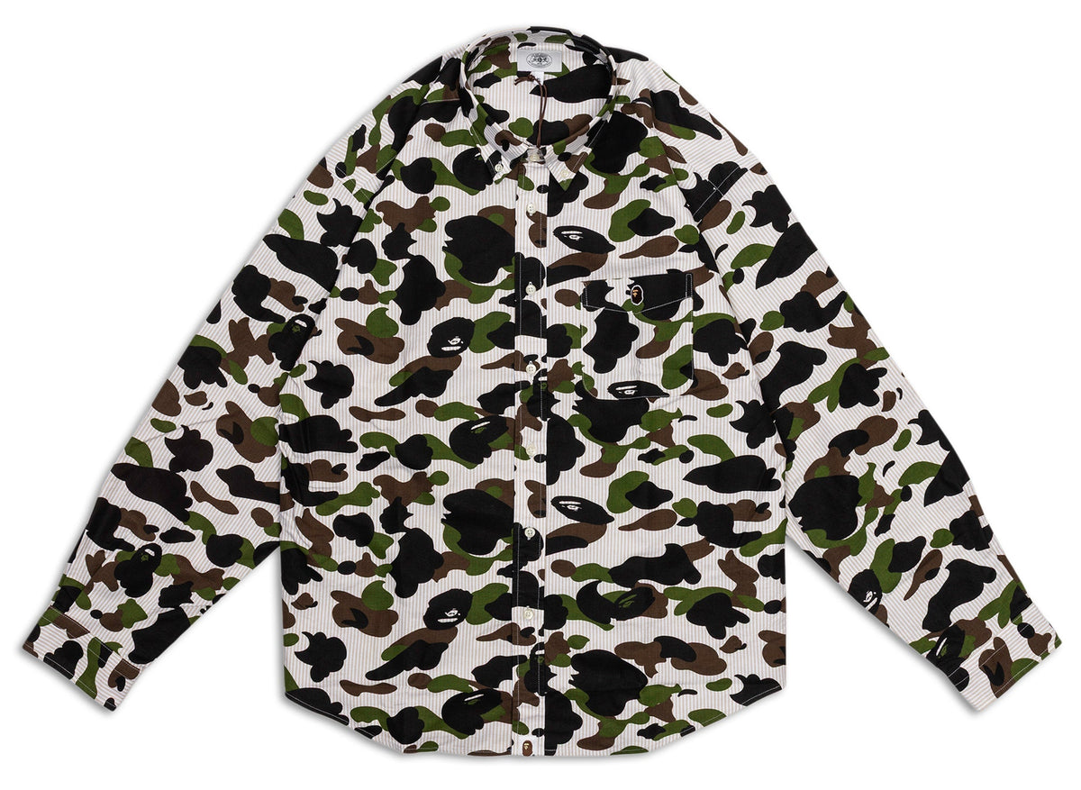A Bathing Ape 1st Camo Stripe Relaxed Fit L/S Shirt in Yellow