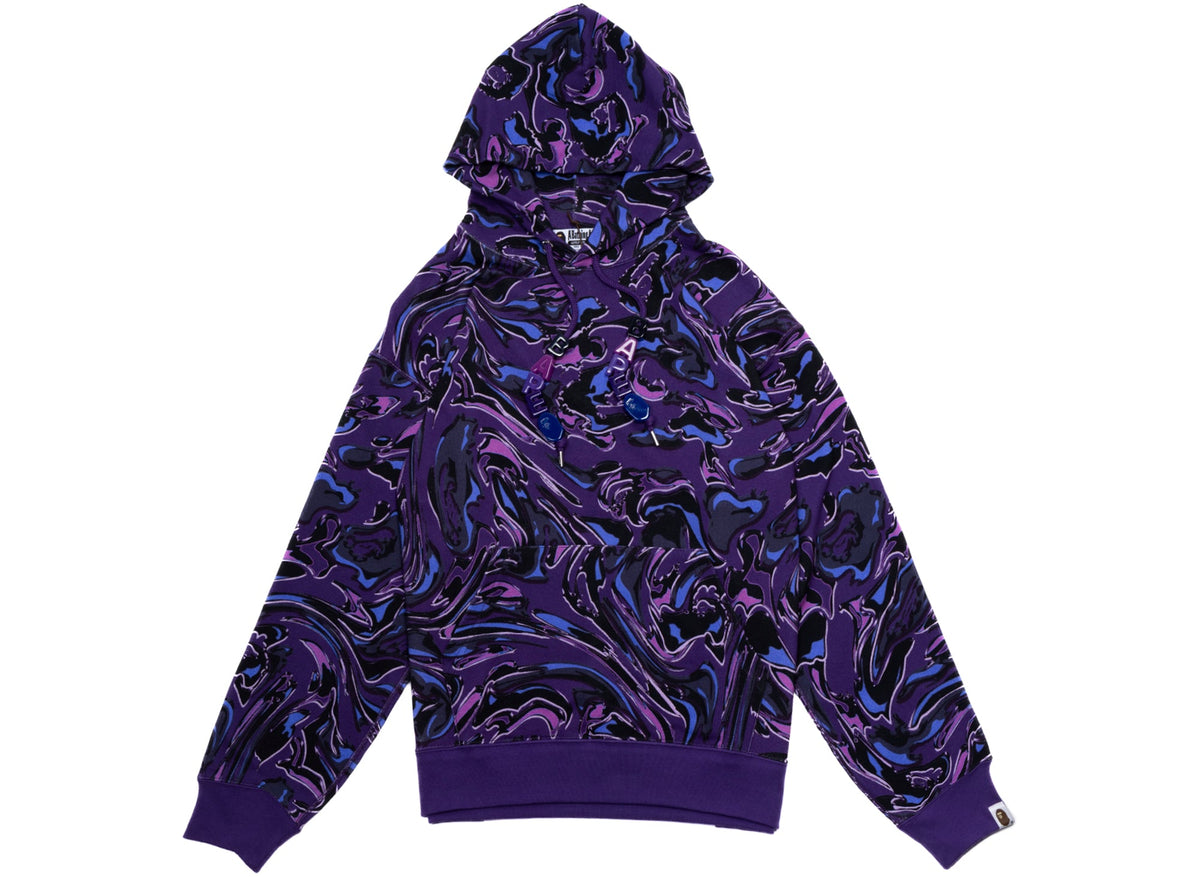 A Bathing Ape Marbling Camo Relaxed Fit Pullover Hoodie in Purple
