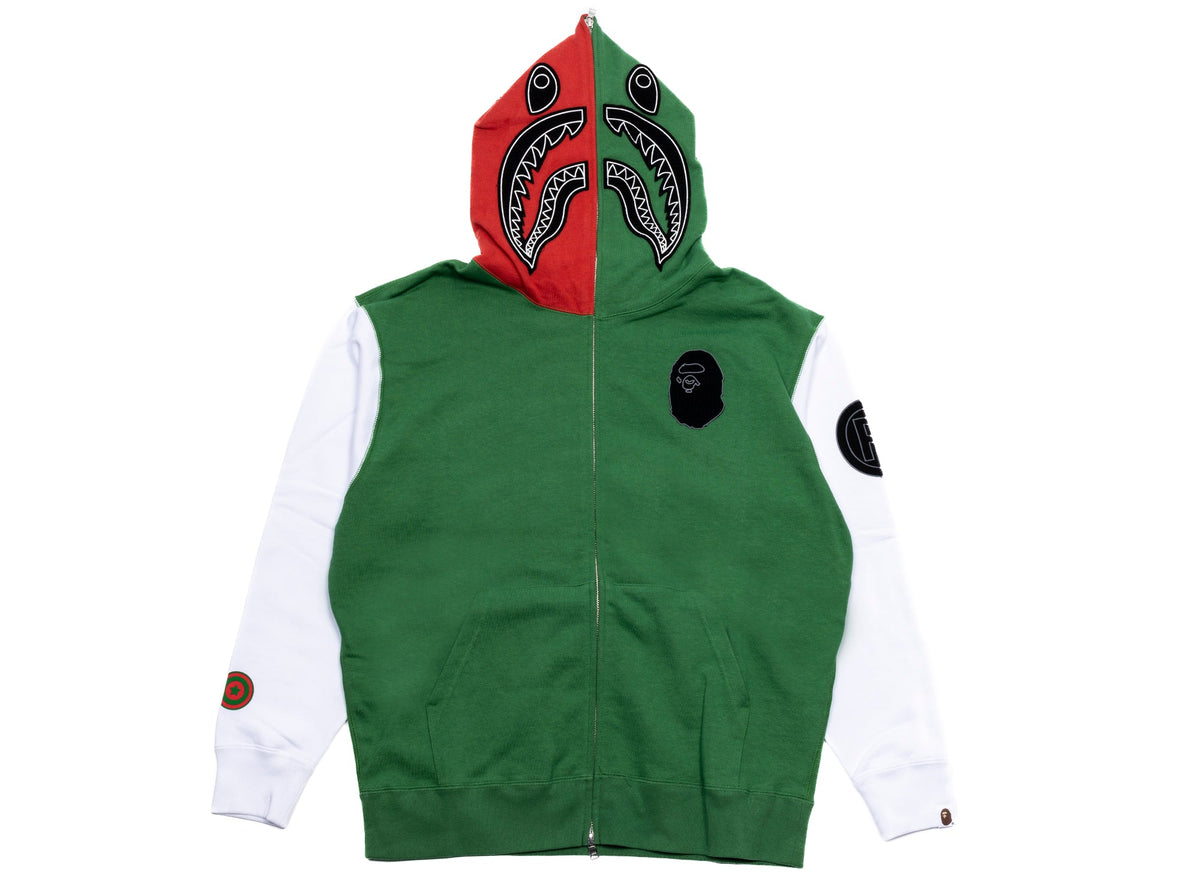 A Bathing Ape Shark Full Zip Hoodie 'Italy' in Green