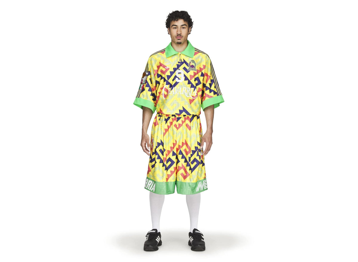 Adidas WC Chavarria Long AOP Goalkeeper Short in Solar Lemon / Pure Purple / Solar Turbo