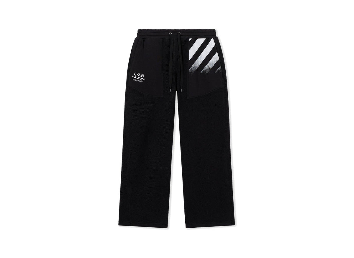 L/AB c/o Off-White™ Reverse Fleece Sweatpants in Black