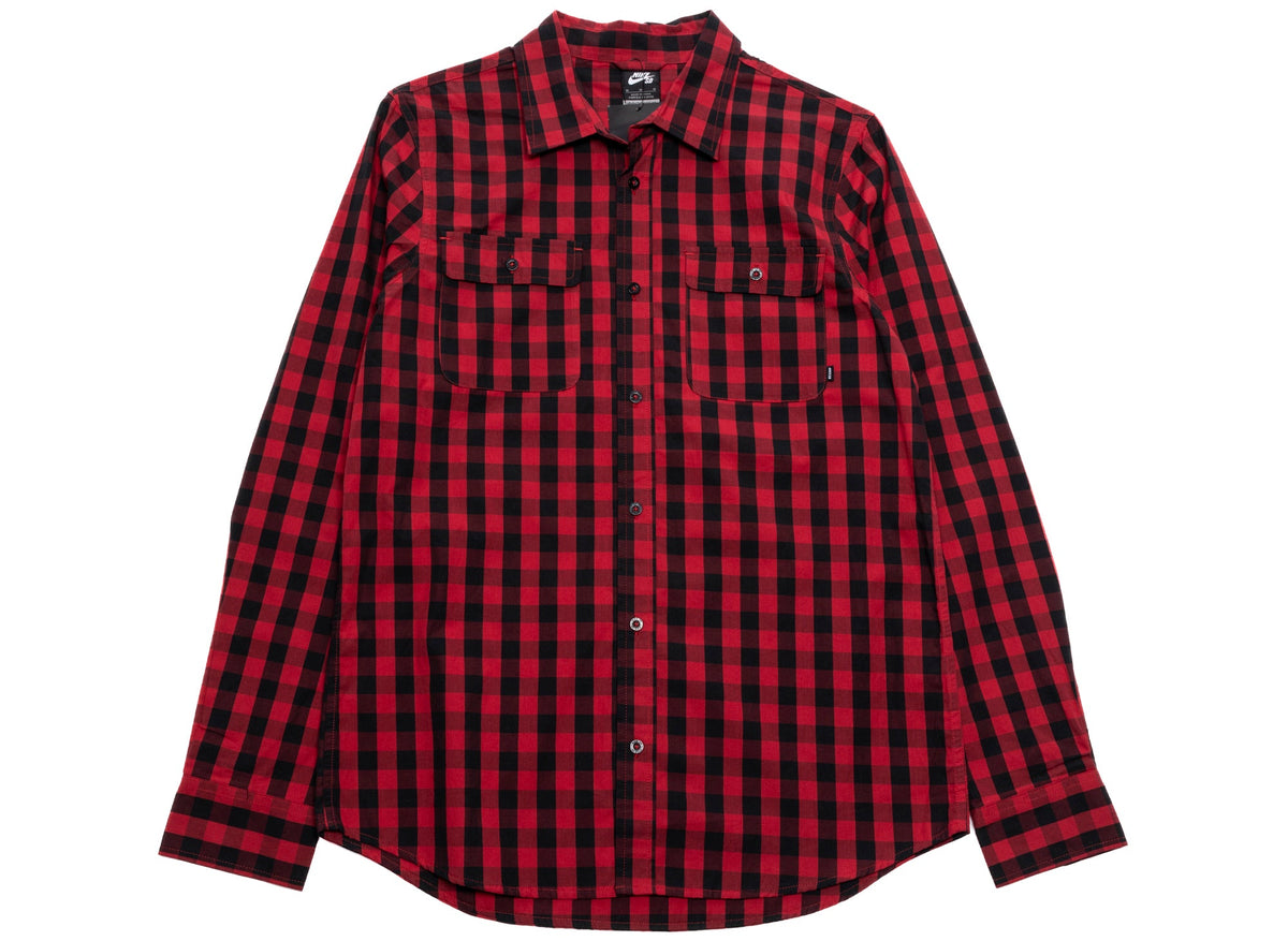 Nike SB Flannel Button Up in Black / Red