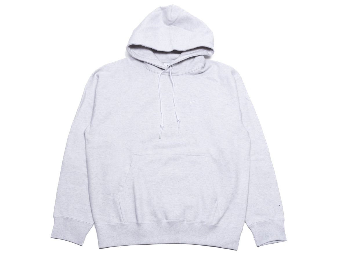 Nike Solo Swoosh Fleece Pullover Hoodie in Birch Heather / White