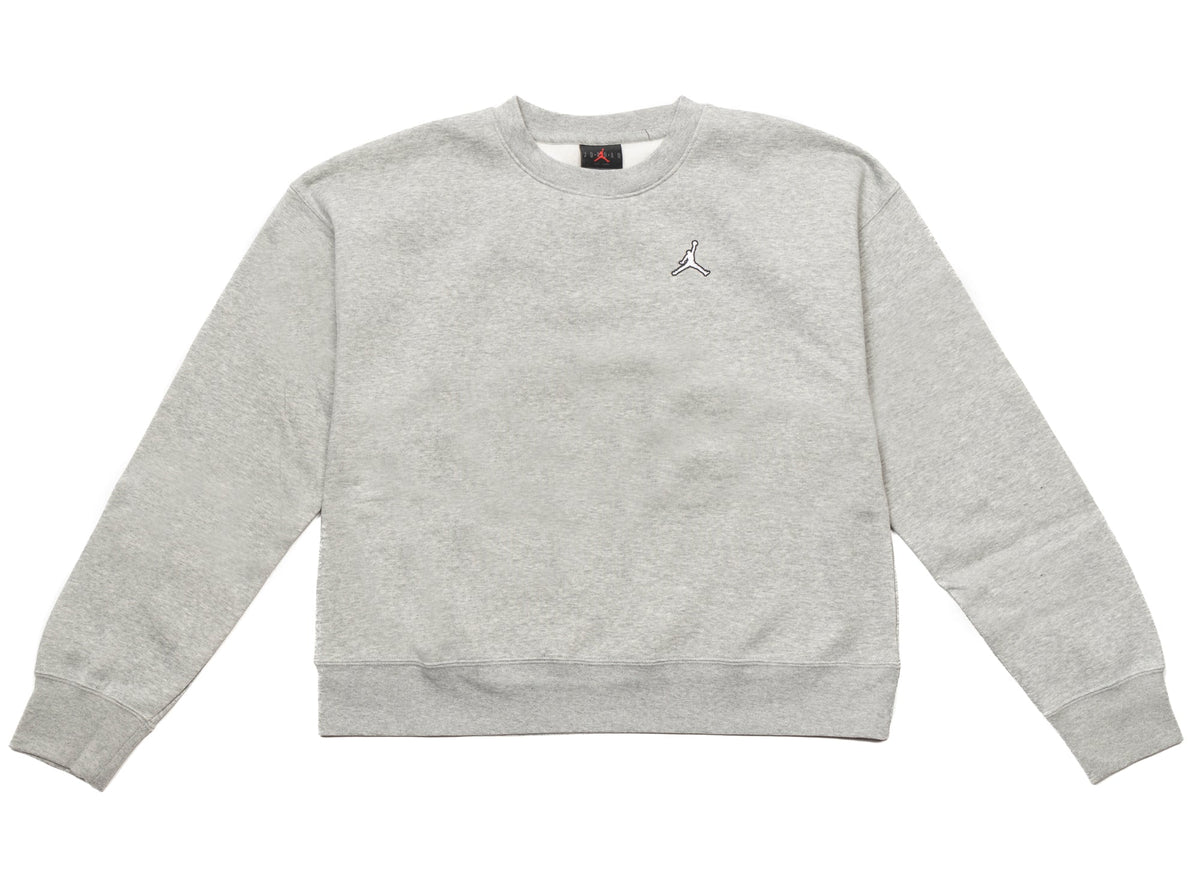 Women's Jordan Brooklyn Fleece Crewneck in Dark Grey Heather / White