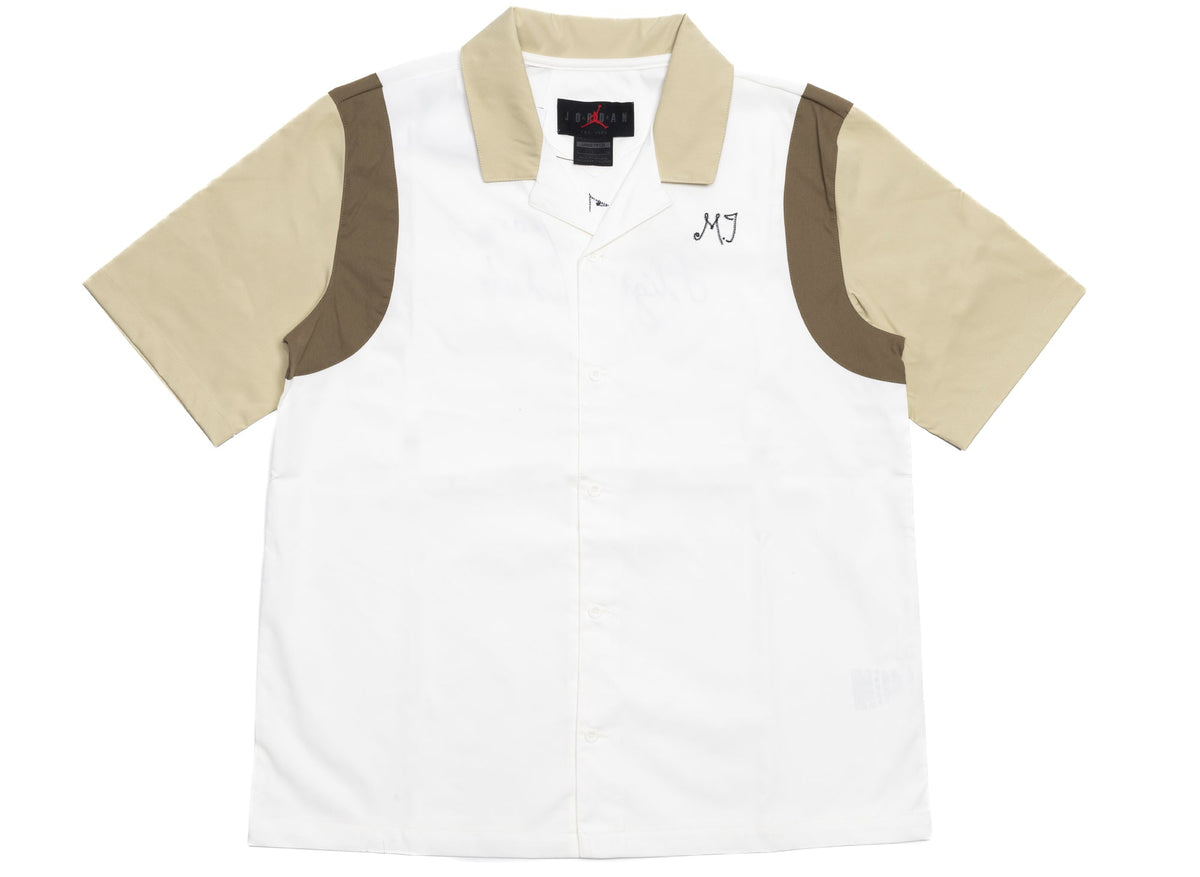 Women's Jordan Button Up Shirt in Sail / Team Gold / Brown Kelp
