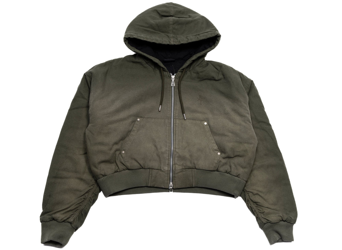 Women's Jordan x Travis Scott Hooded Canvas Jacket in Green / Cargo Khaki