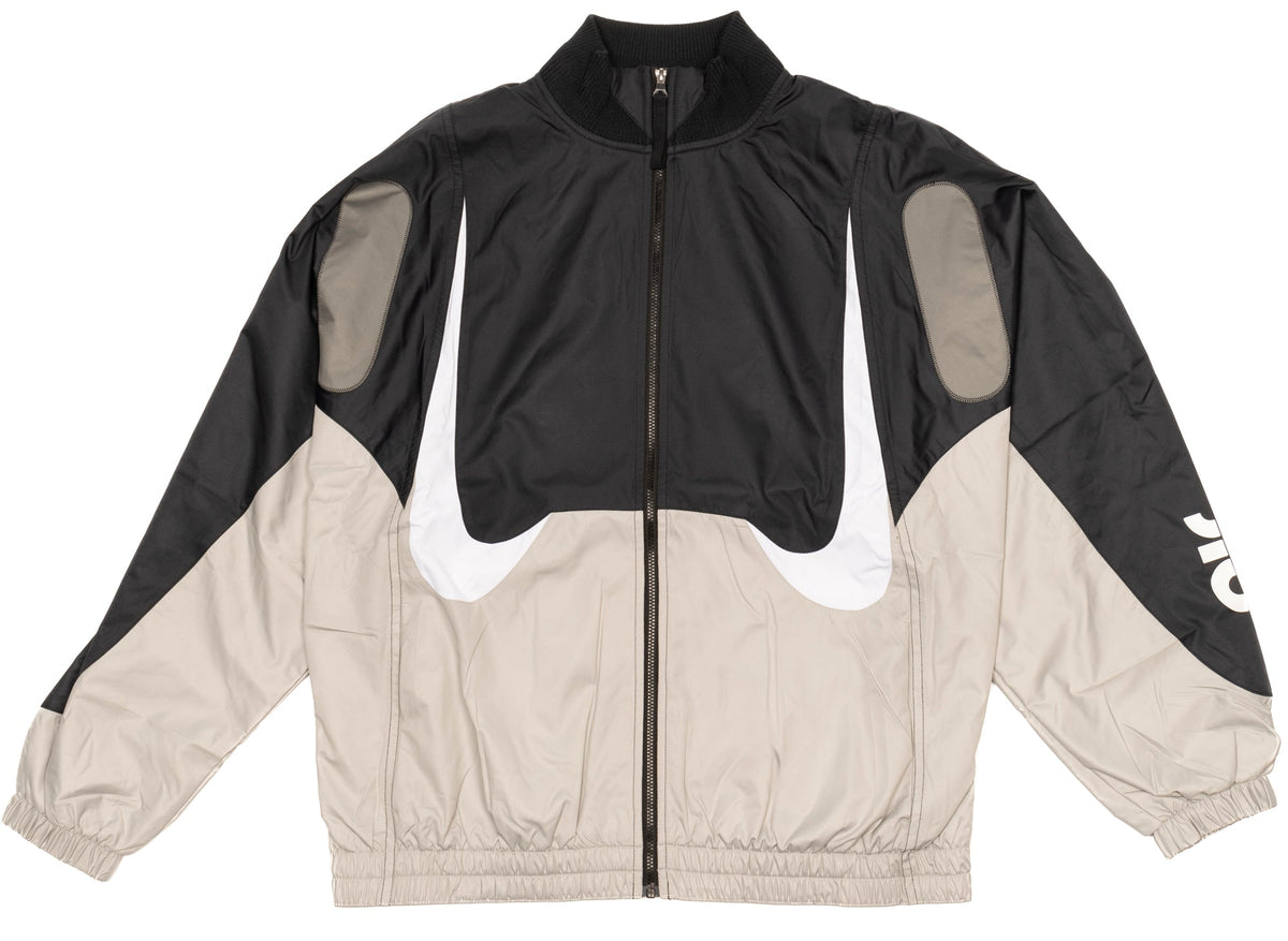Women's Nike Sportswear Woven Jacket in Black / Light Iron Ore / Flat Pewter / White
